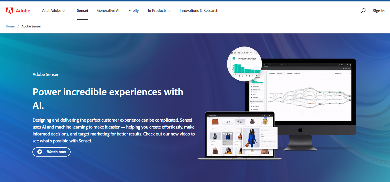 Website screenshot for Adobe Sensei