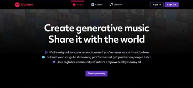 Website screenshot for Boomy