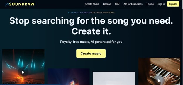 Website screenshot for Soundraw
