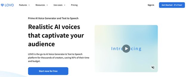 Website screenshot for Lovo.ai