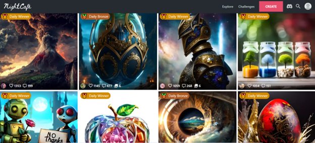 Website screenshot for NightCafe
