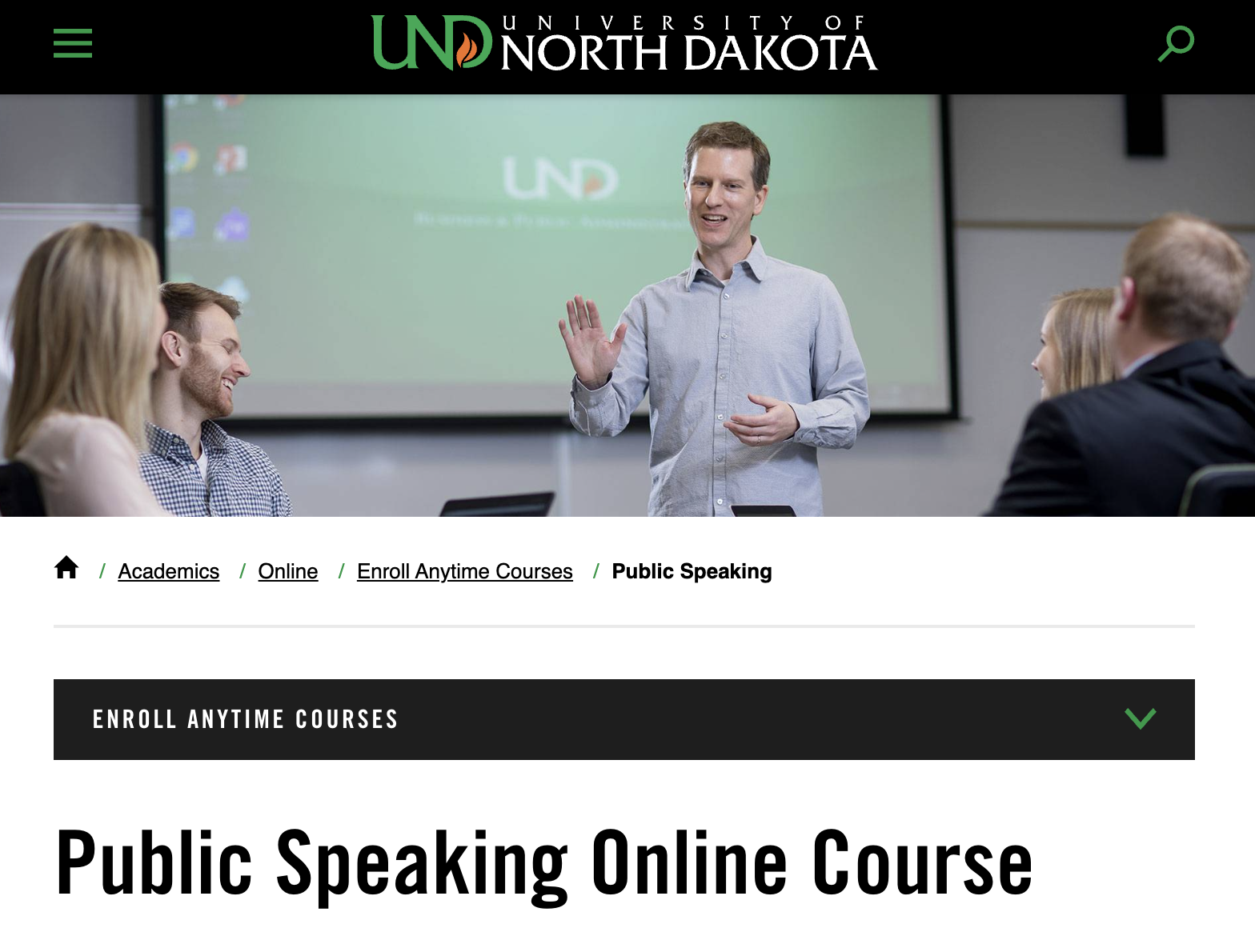 Fundamentals of Public Speaking at the University of North Dakota