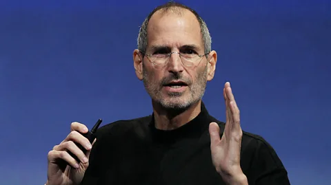 Getty Images Steve Jobs in 2010, employing many of the verbal tricks and gestures needed to inspire followers (Credit: Getty Images)