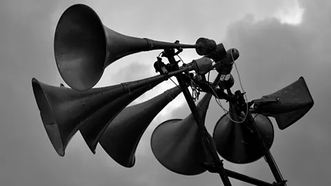 Alamy A tannoy system in black and white (Credit: Alamy)