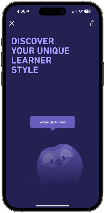 A screenshot of the Duolingo Year in Review 2023 running on an iPhone.
