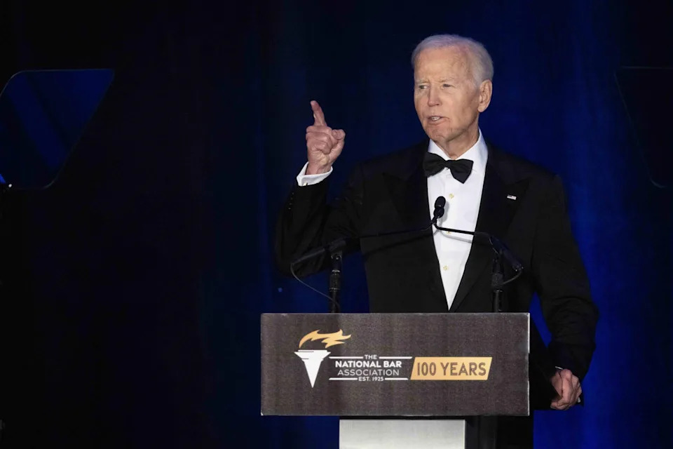 One of the few gigs Biden did get was speaking to the National Bar Association in Chicago in July. / Scott Olson/Getty Images
